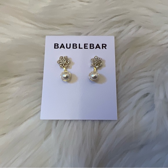 Baublebar Crystal Snowflake & Faux Pearl Earrings - New on Card - Picture 4 of 8